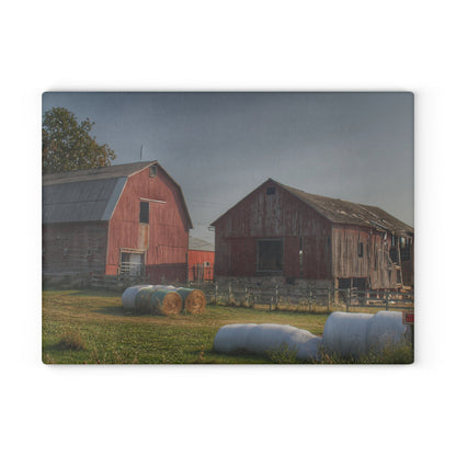 U R There Photography Irish Road Old Reds I Rustic Farmhouse Tempered-Glass Cutting Board