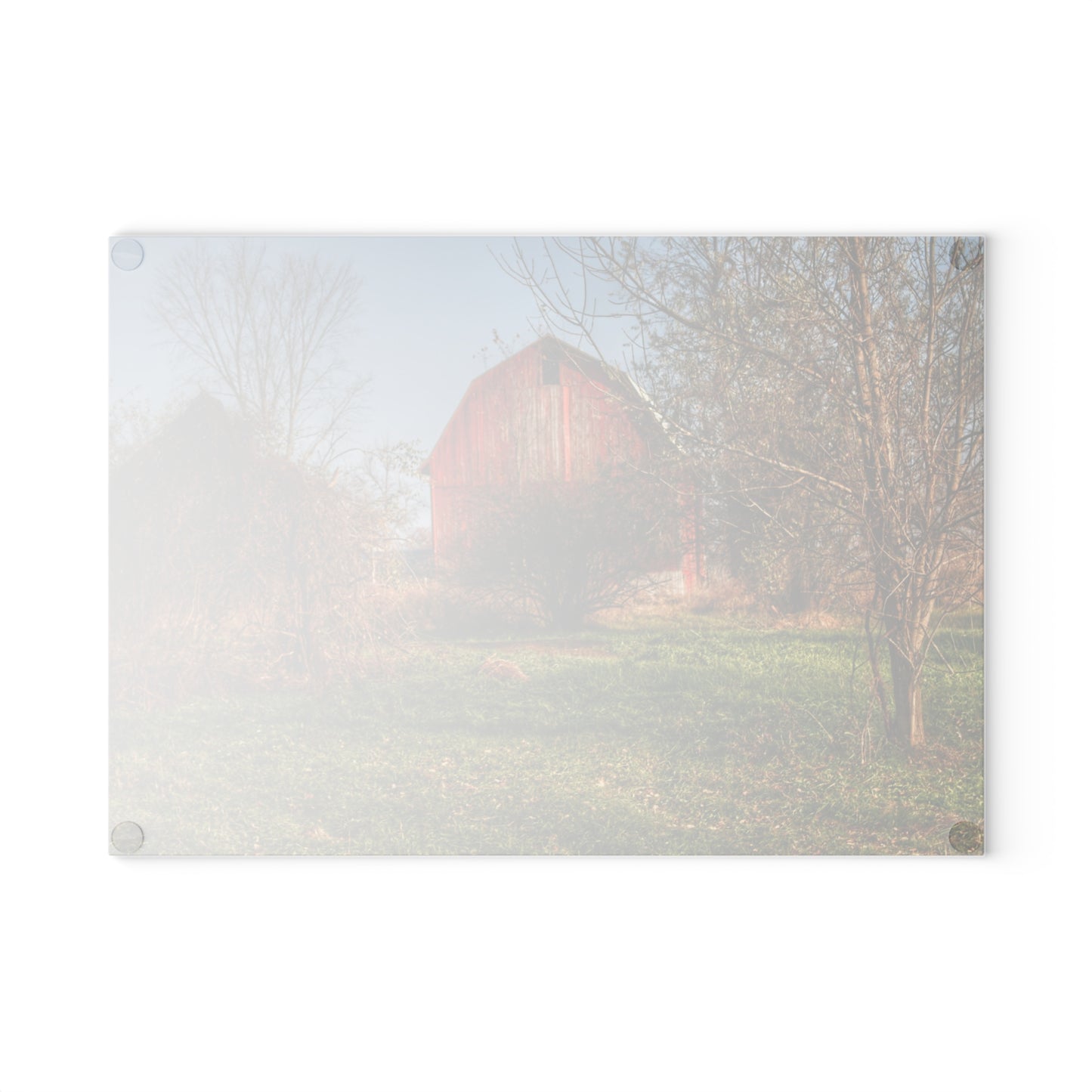 U R There Photography Columbiaville Red in November Rustic Farmhouse Tempered-Glass Cutting Board