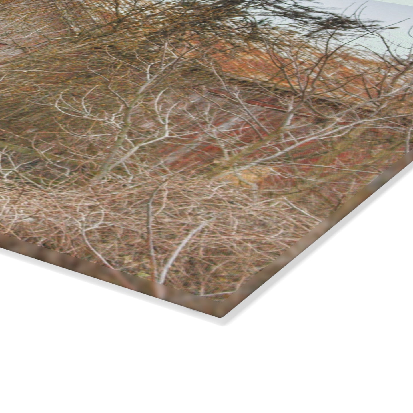 U R There Photography Klam Road Hidden Gable Red Rustic Farmhouse Tempered-Glass Cutting Board