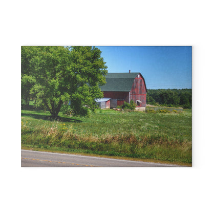 U R There Photography Clark Road Hillside Red II Rustic Farmhouse Tempered-Glass Cutting Board