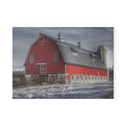 U R There Photography Casey Road Red Rustic Farmhouse Tempered-Glass Cutting Board