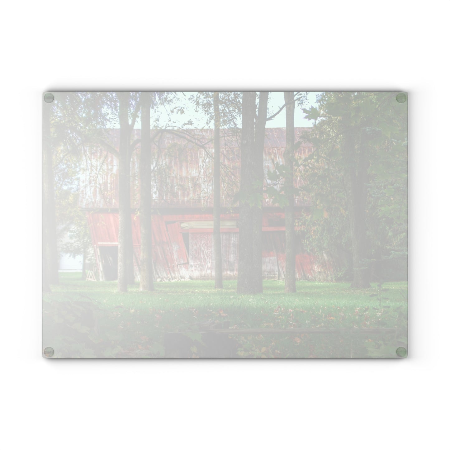U R There Photography LeValley Falling Red Rustic Farmhouse Tempered-Glass Cutting Board