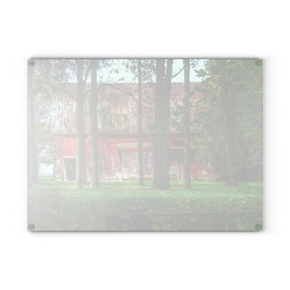 U R There Photography LeValley Falling Red Rustic Farmhouse Tempered-Glass Cutting Board