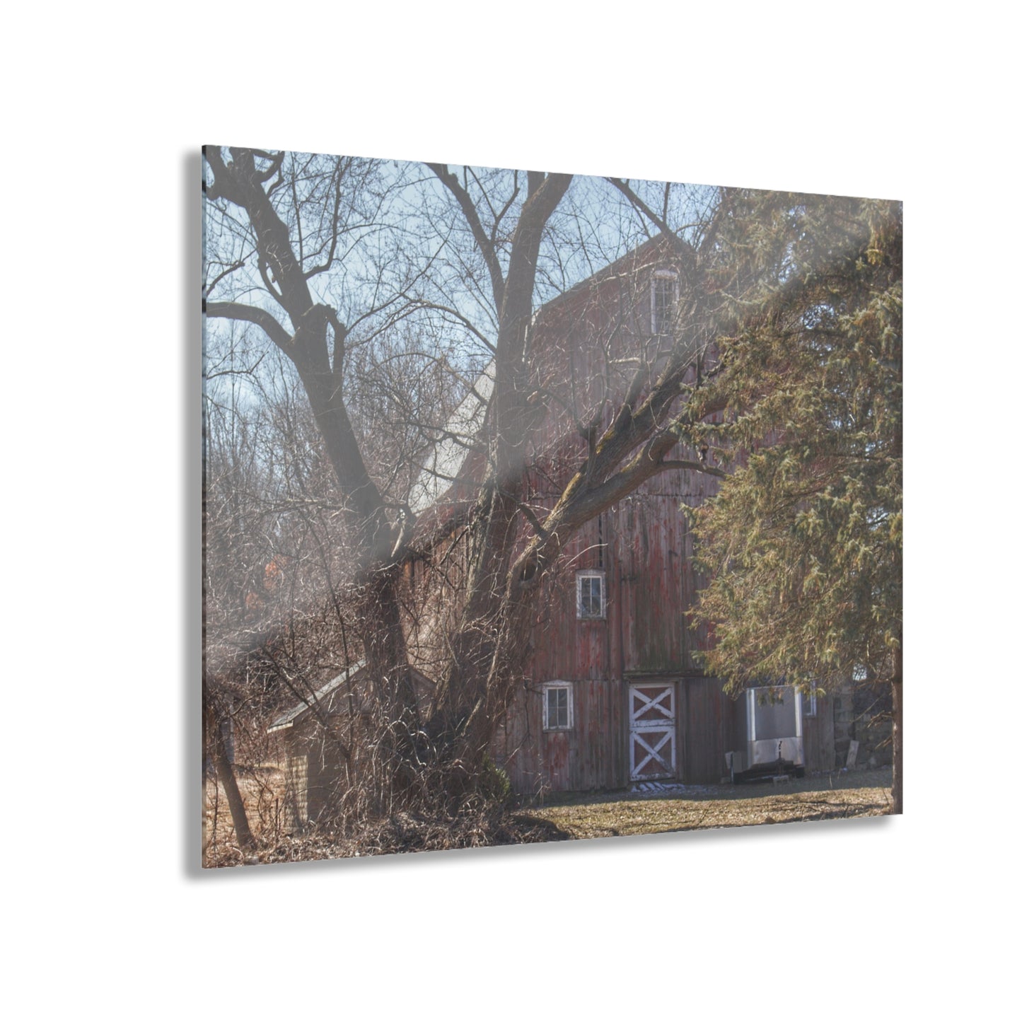 U R There Photography Lakeville Road Hidden Red Rustic Farmhouse Acrylic Wall Print