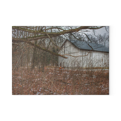 U R There Photography Norway Lake Road Hidden White Rustic Farmhouse Tempered-Glass Cutting Board