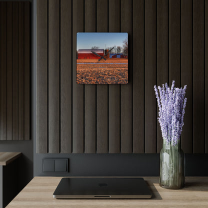 U R There Photography Early Spring on Catlin Road Rustic Farmhouse Acrylic Analog Wall Clock