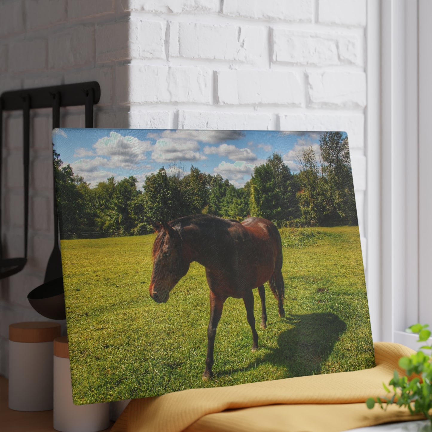 U R There Photography Brown Beauty II Rustic Farmhouse Tempered-Glass Cutting Board