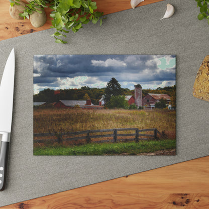 U R There Photography Baldwin Road Farm Rustic Farmhouse Tempered-Glass Cutting Board