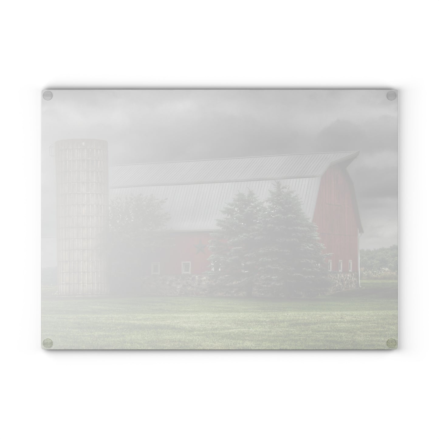 Barn Boutique Rustic Tempered-Glass Cutting Board| Clifford Road Red and Silo I