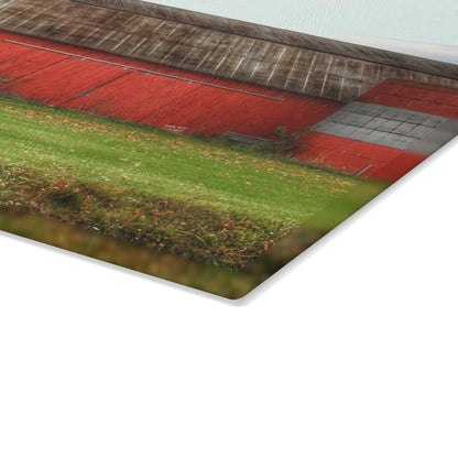 U R There Photography Oak Road Barber Barn I Rustic Farmhouse Tempered-Glass Cutting Board