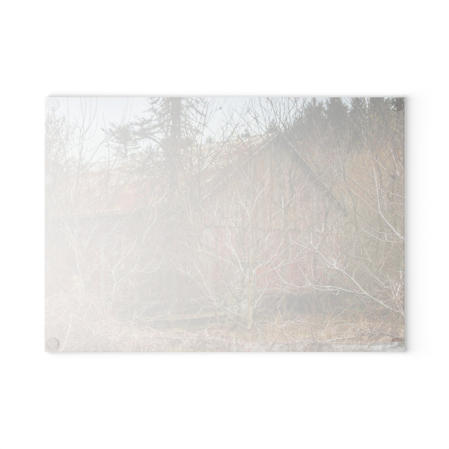 U R There Photography Klam Road Hidden Gable Red Rustic Farmhouse Tempered-Glass Cutting Board