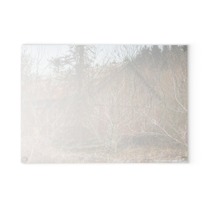 U R There Photography Klam Road Hidden Gable Red Rustic Farmhouse Tempered-Glass Cutting Board