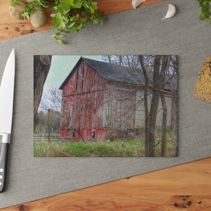U R There Photography Lake George Red I Rustic Farmhouse Tempered-Glass Cutting Board