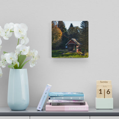 U R There Photography Hadley Covered Bridge II Rustic Farmhouse Acrylic Analog Wall Clock
