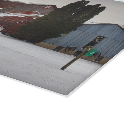 U R There Photography Unionville Grey Rustic Farmhouse Tempered-Glass Cutting Board