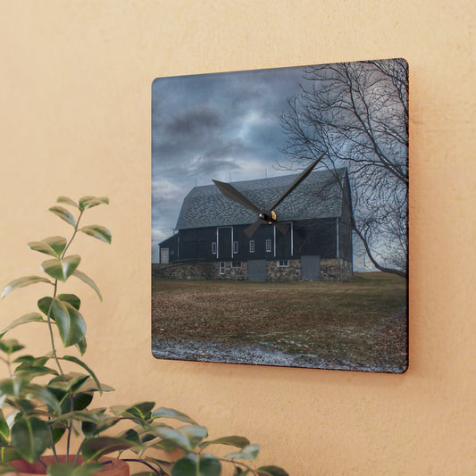 U R There Photography Attica Road Black Rustic Farmhouse Acrylic Analog Wall Clock