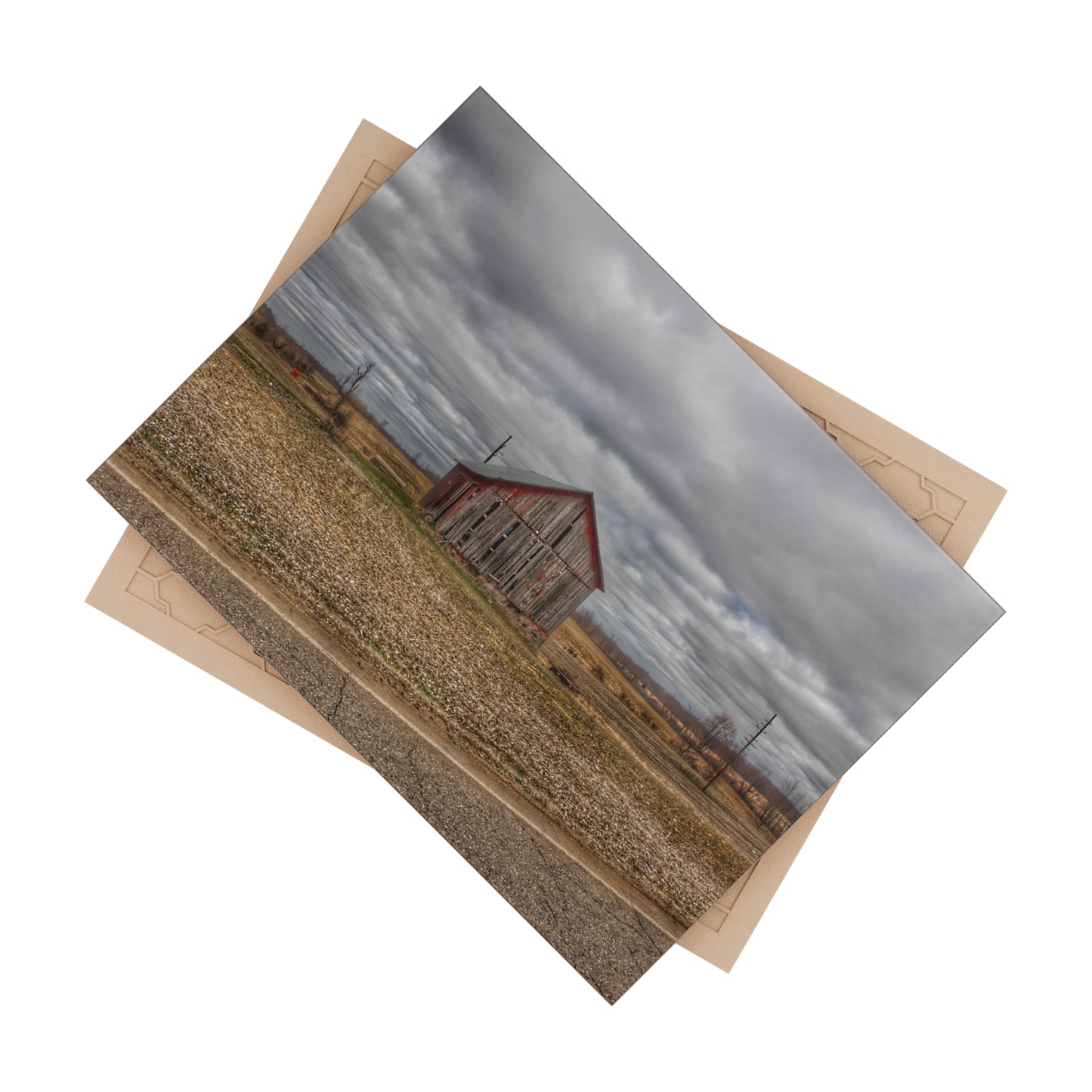 U R There Photography Barnes Road Little Red II Rustic Farmhouse Decorative Ceramic Tile