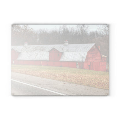 U R There Photography Caseville Red Rustic Farmhouse Tempered-Glass Cutting Board
