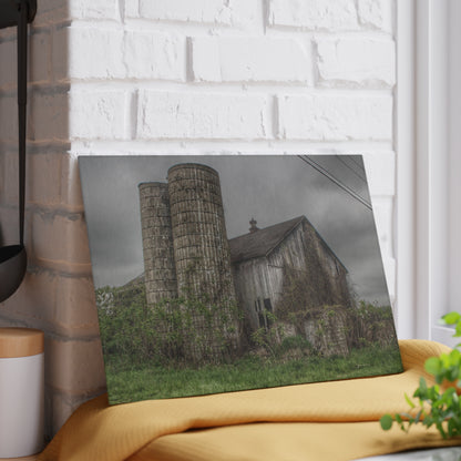 U R There Photography Metamora M-24 Grey I Rustic Farmhouse Tempered-Glass Cutting Board