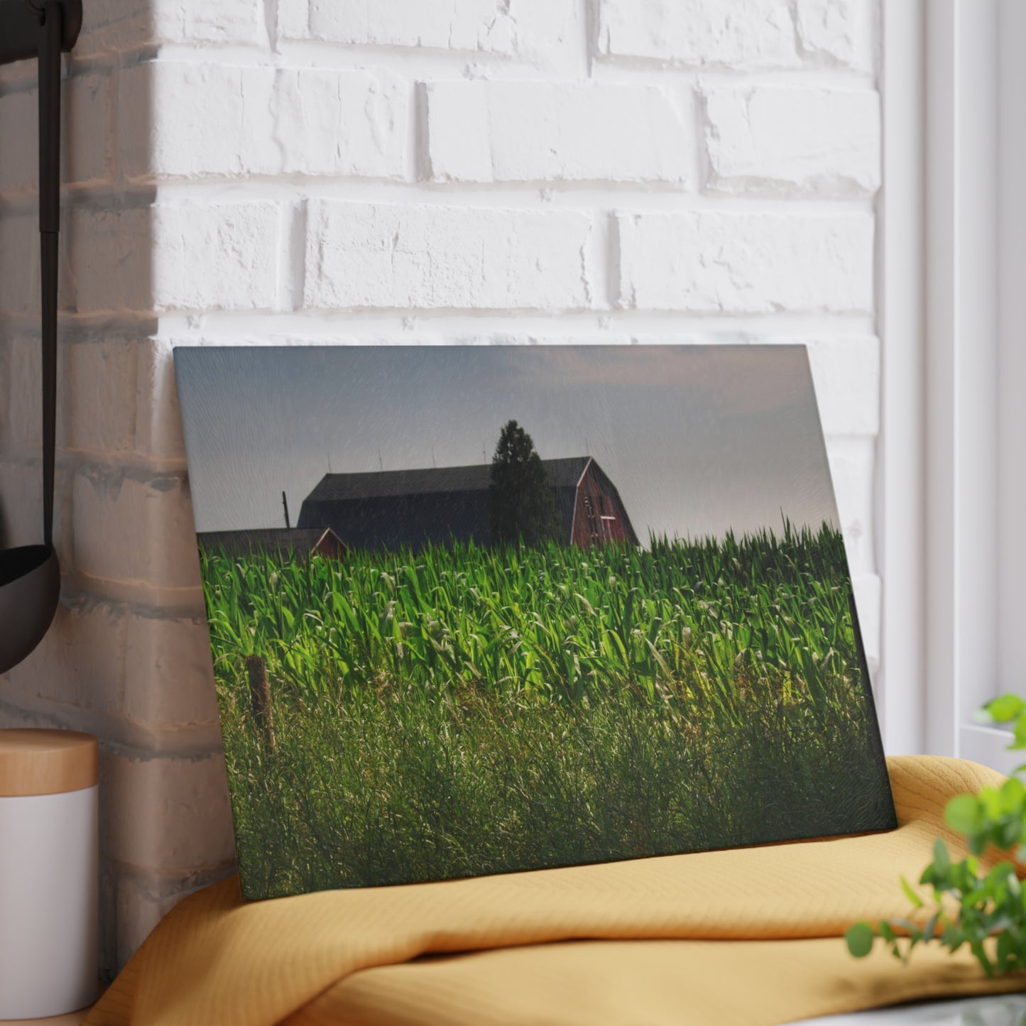 U R There Photography Beyond the Corn in Metamora Rustic Farmhouse Tempered-Glass Cutting Board