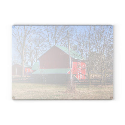 U R There Photography Imlay City Road Cow Barn II Rustic Farmhouse Tempered-Glass Cutting Board