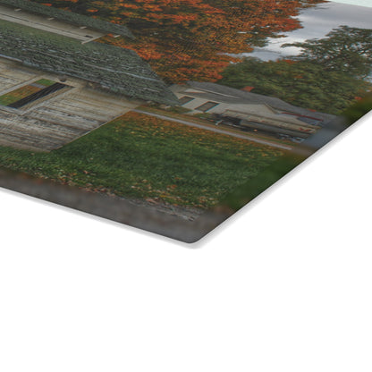 U R There Photography Rural Shack of Metamora Rustic Farmhouse Tempered-Glass Cutting Board