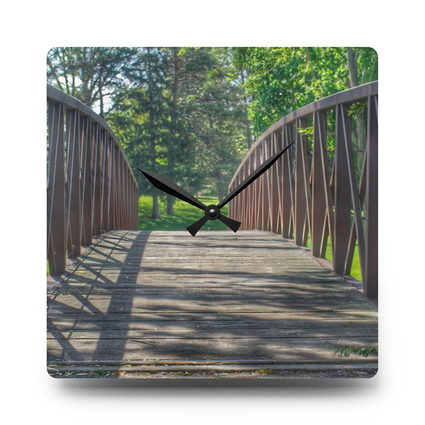 U R There Photography Cramton Park Kiwanis Bridge Rustic Farmhouse Wall Clock