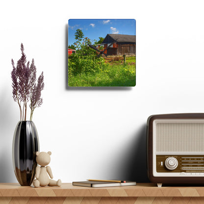 U R There Photography Beyond the Fence on Hunters Creek Rustic Farmhouse Acrylic Analog Wall Clock