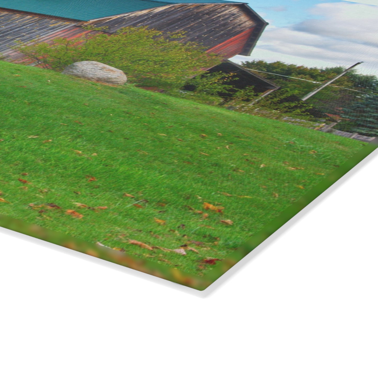 U R There Photography Frances Road Old Red II Rustic Farmhouse Tempered-Glass Cutting Board