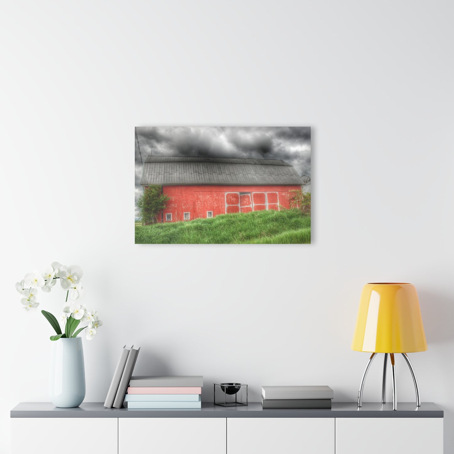 U R There Photography Square Road Red II Rustic Farmhouse Acrylic Wall Print