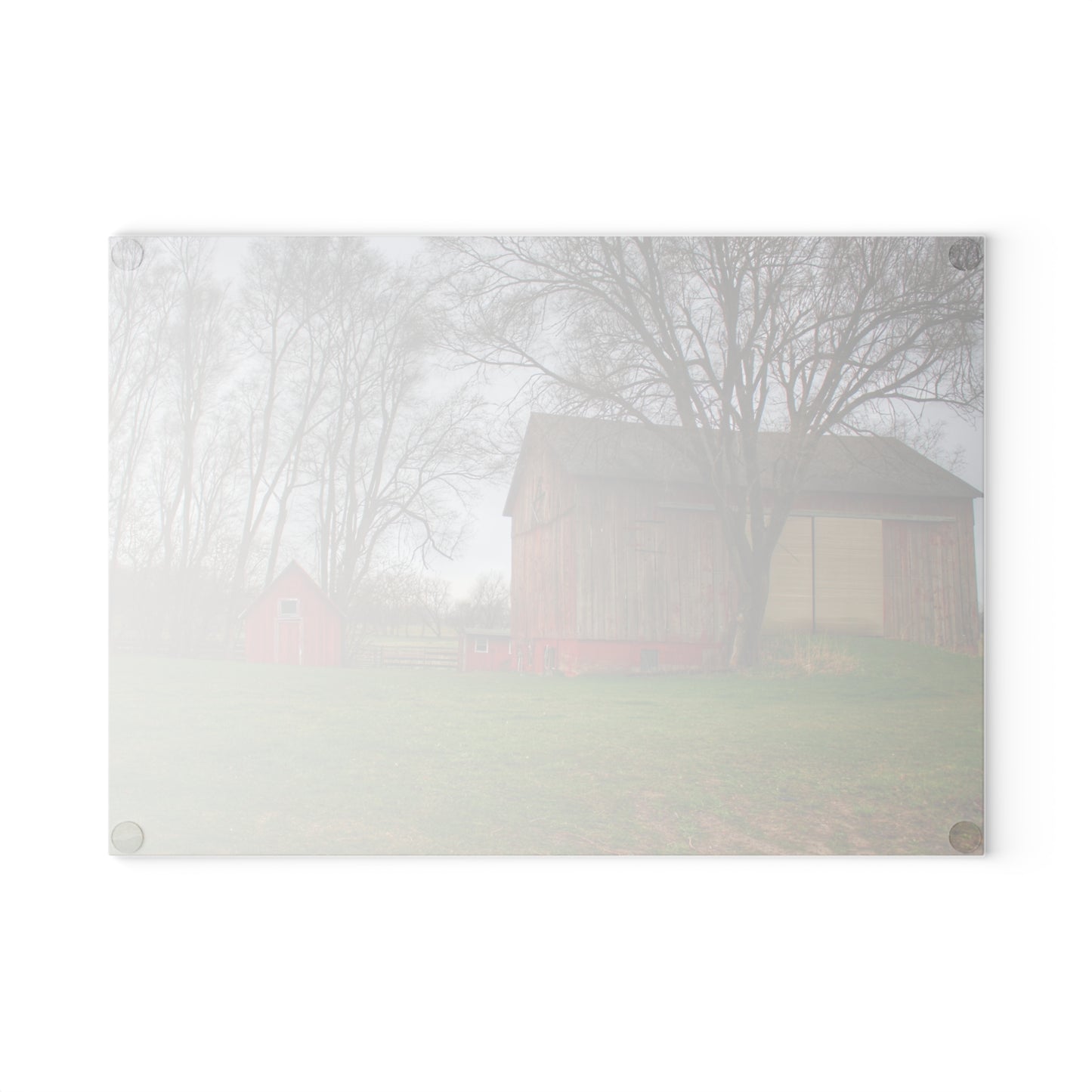 U R There Photography Lake George Red II Rustic Farmhouse Tempered-Glass Cutting Board