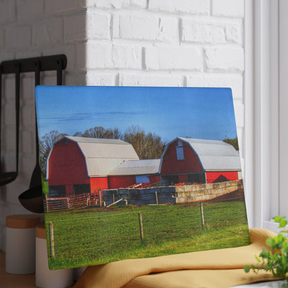 U R There Photography M-15 Reds Rustic Farmhouse Tempered-Glass Cutting Board