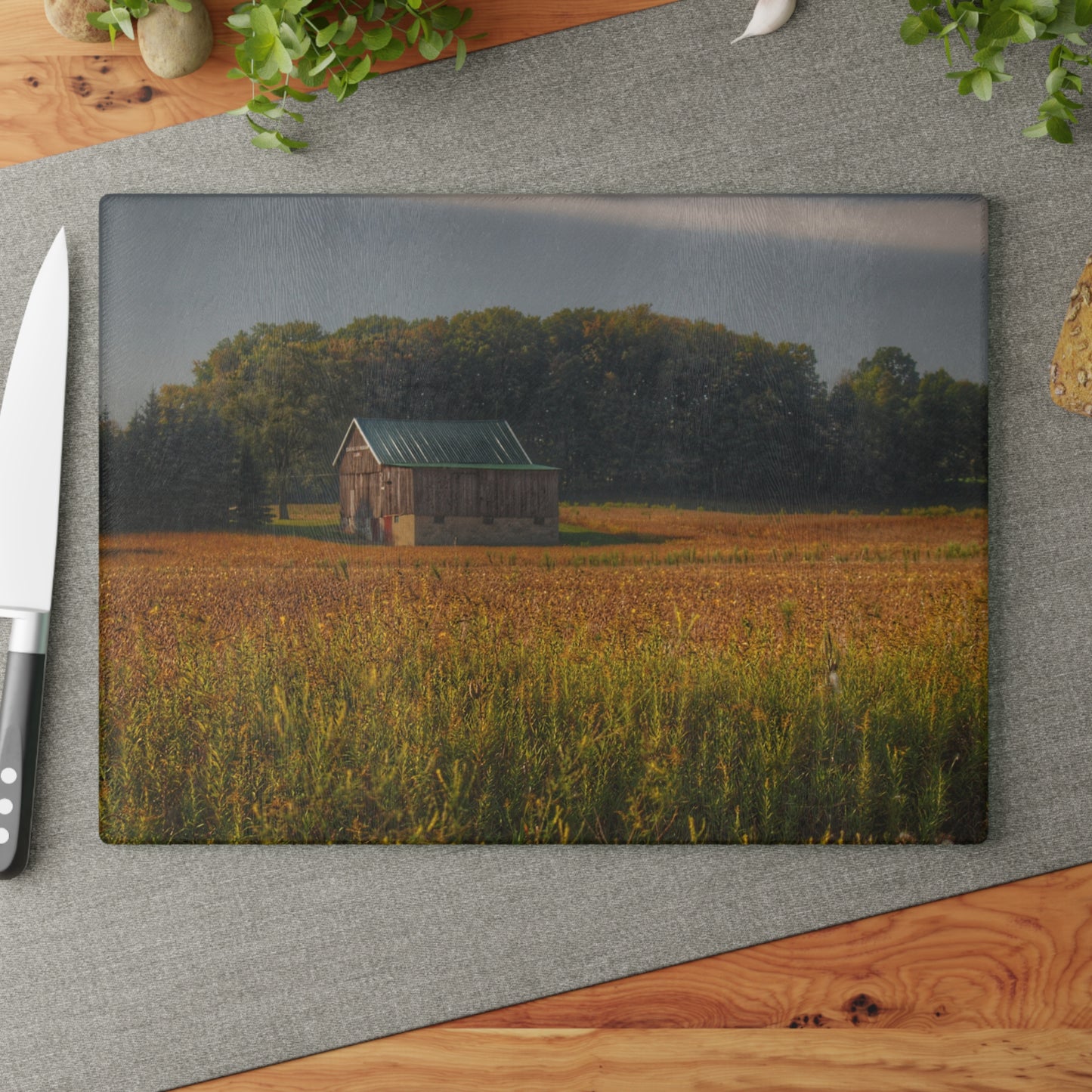 U R There Photography Snover Grey I Rustic Farmhouse Tempered-Glass Cutting Board