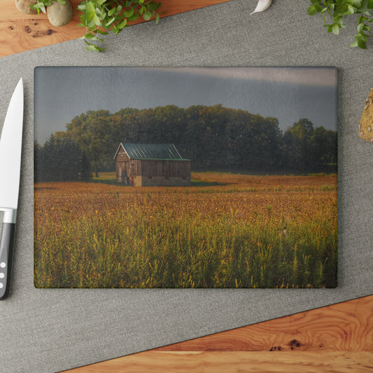 U R There Photography Snover Grey I Rustic Farmhouse Tempered-Glass Cutting Board