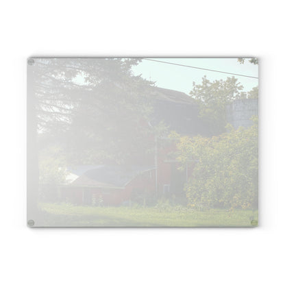 U R There Photography Grey Road Red Rustic Farmhouse Tempered-Glass Cutting Board