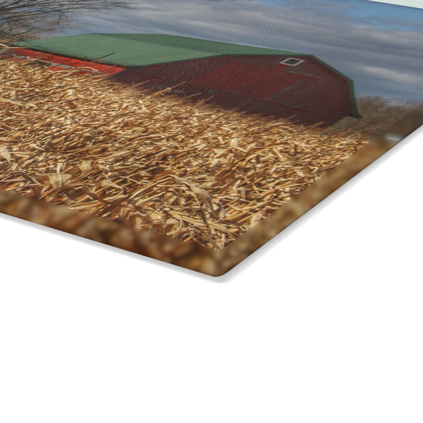 U R There Photography North Force Road Hidden Red Rustic Farmhouse Tempered-Glass Cutting Board