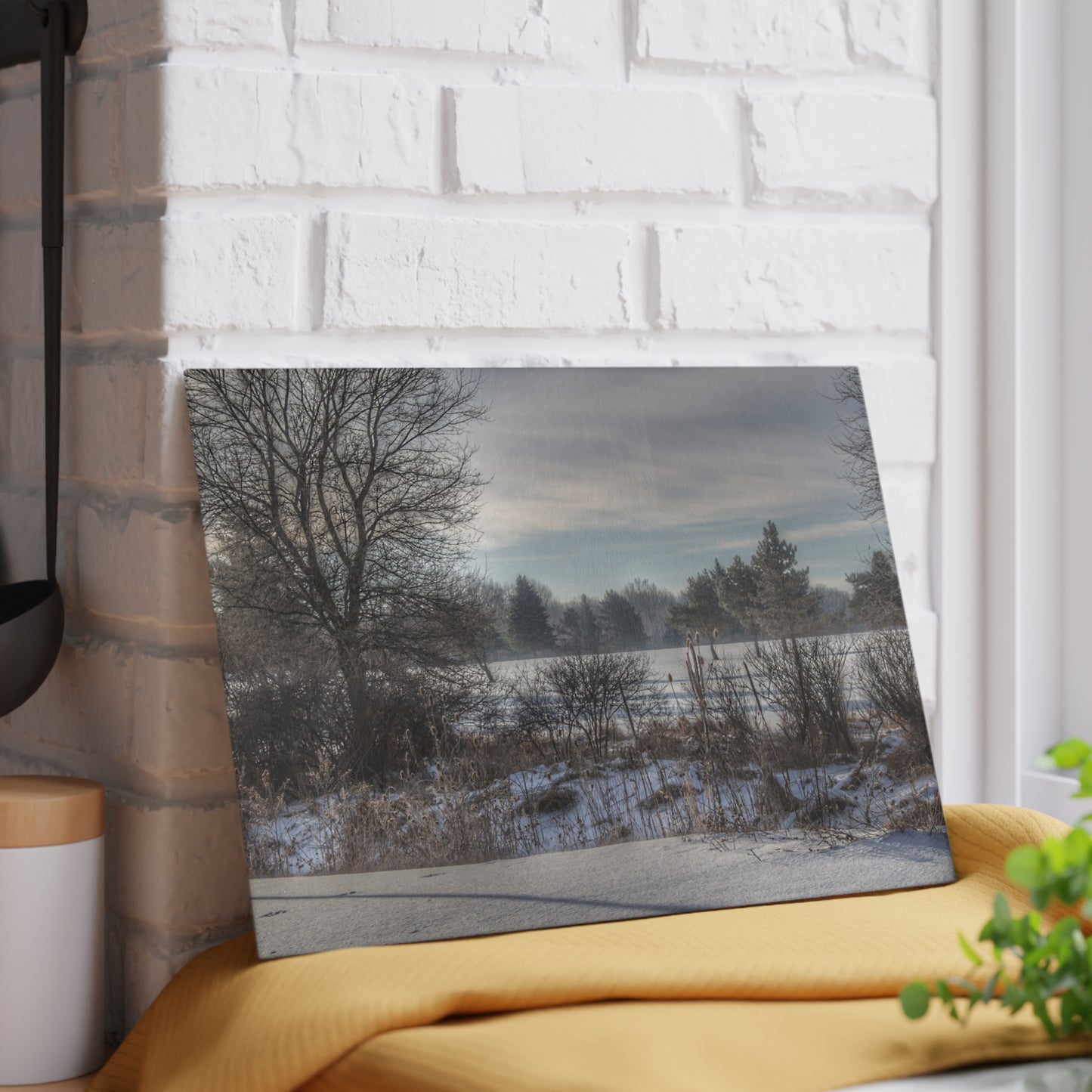U R There Photography Winter in Mayfield Rustic Farmhouse Tempered-Glass Cutting Board