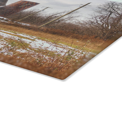 U R There Photography Secord Lake Road Grey Rustic Farmhouse Tempered-Glass Cutting Board