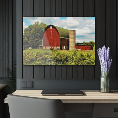 U R There Photography Elmwood Road Red and Horses Rustic Farmhouse Acrylic Wall Print