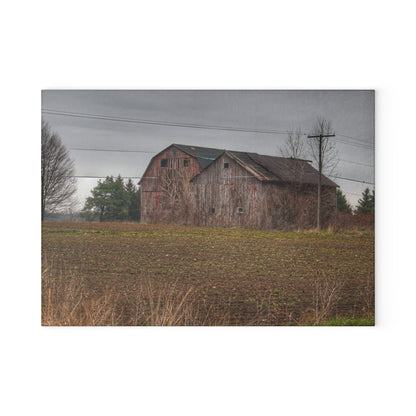 U R There Photography Bowers Road Grey Duo I Rustic Farmhouse Tempered-Glass Cutting Board