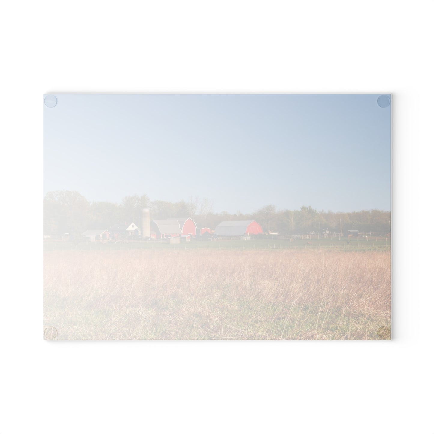U R There Photography East Millington Road Farm Rustic Farmhouse Tempered-Glass Cutting Board