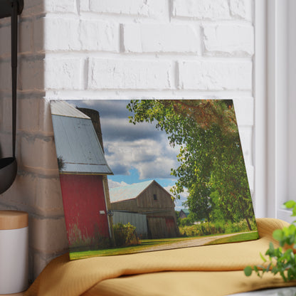 U R There Photography Hough Barn View Rustic Farmhouse Tempered-Glass Cutting Board
