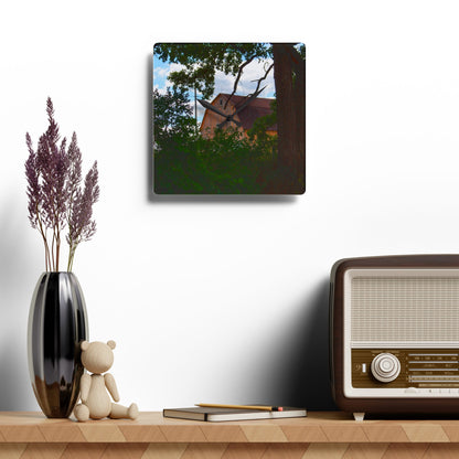 U R There Photography Bristol Gold Hidden Rustic Farmhouse Acrylic Analog Wall Clock