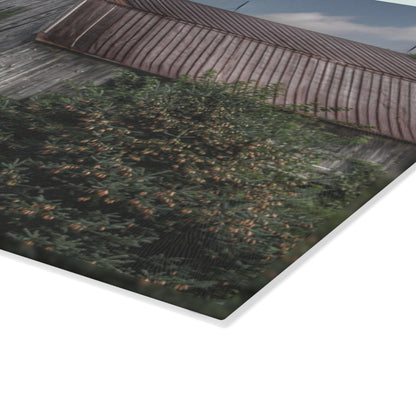 U R There Photography Columbiaville Grey Rustic Farmhouse Tempered-Glass Cutting Board