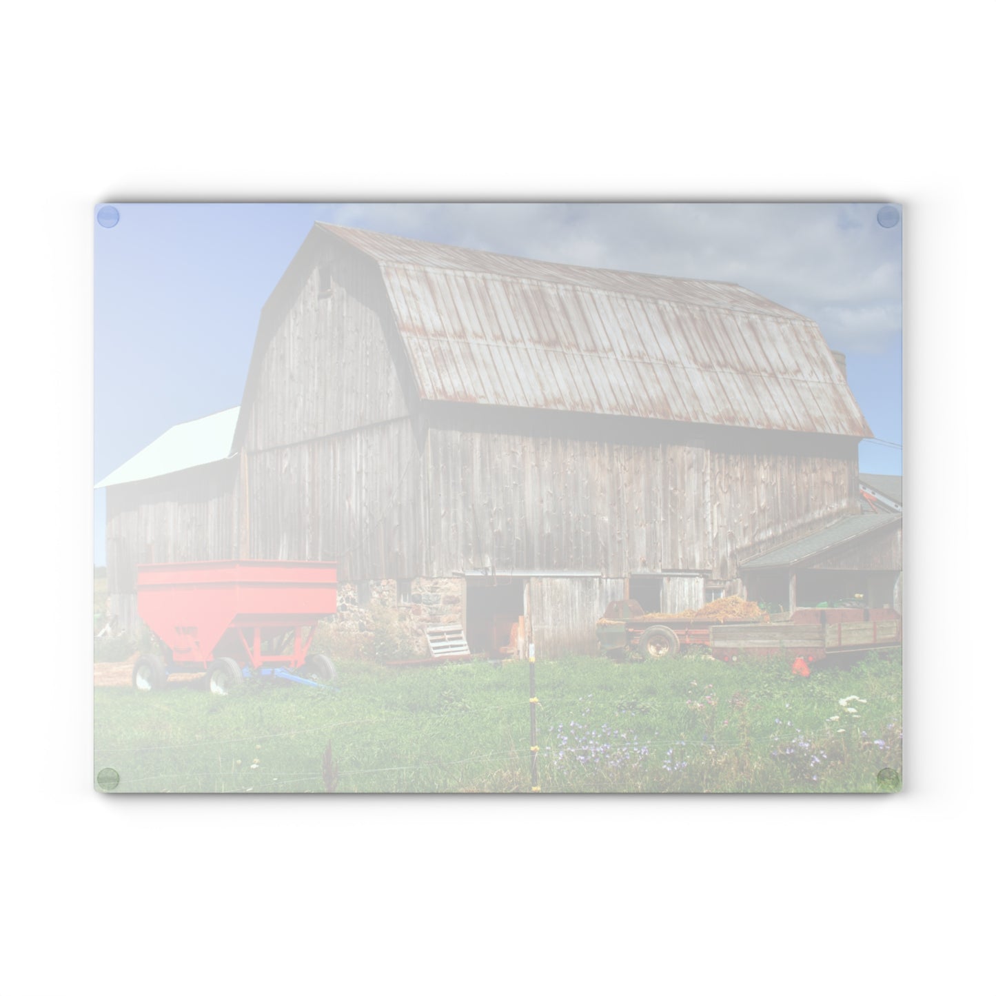 U R There Photography Kings Mill Grey Rustic Farmhouse Tempered-Glass Cutting Board