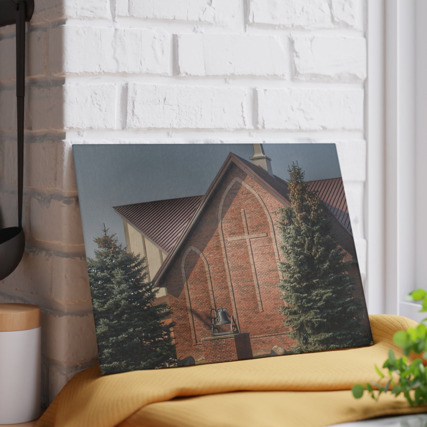 U R There Photography Church on Irish Road Rustic Farmhouse Tempered-Glass Cutting Board