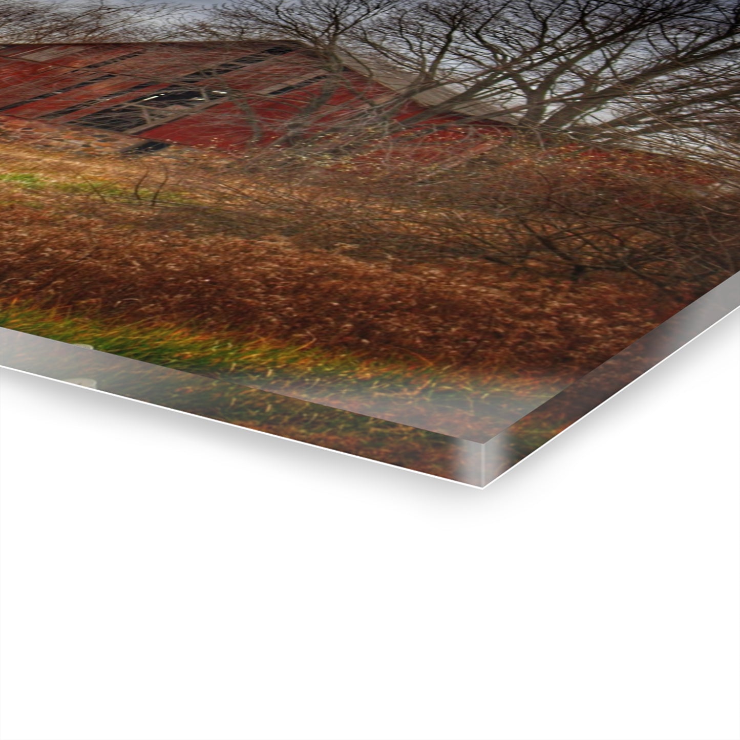 U R There Photography December Fieldstone Red Rustic Farmhouse Acrylic Wall Print