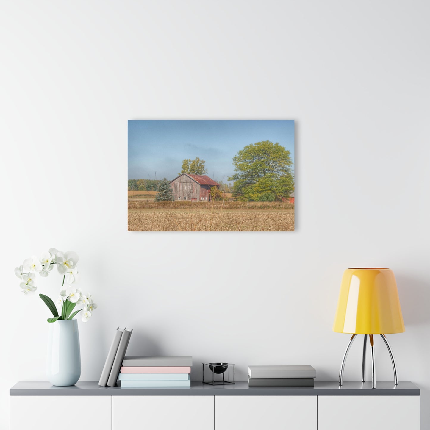 U R There Photography Brown City Wellman Line Road Little Red Rustic Farmhouse Acrylic Wall Print