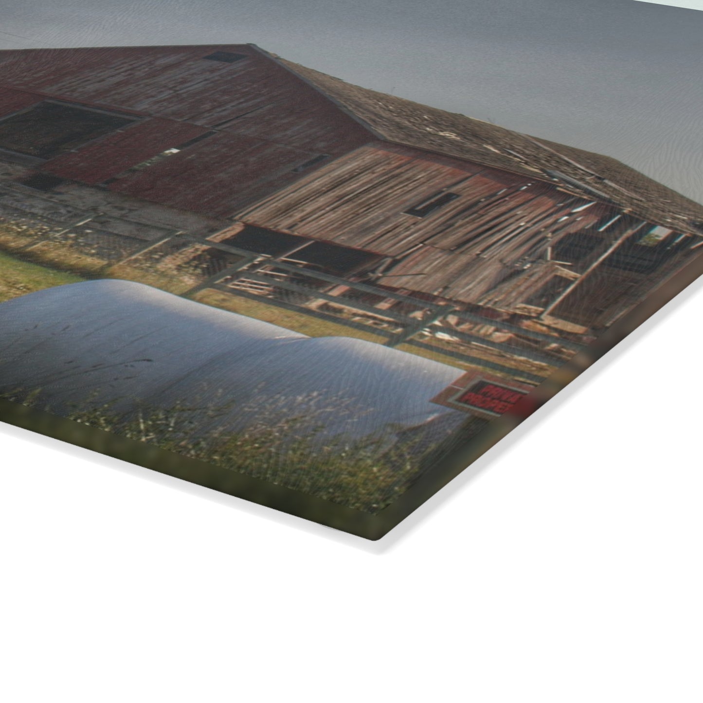 U R There Photography Irish Road Old Reds I Rustic Farmhouse Tempered-Glass Cutting Board