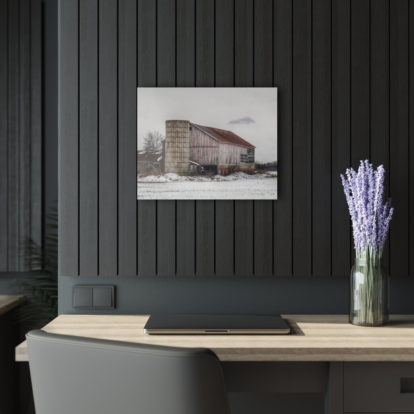 U R There Photography Babcock Road Grey Rustic Farmhouse Acrylic Wall Print